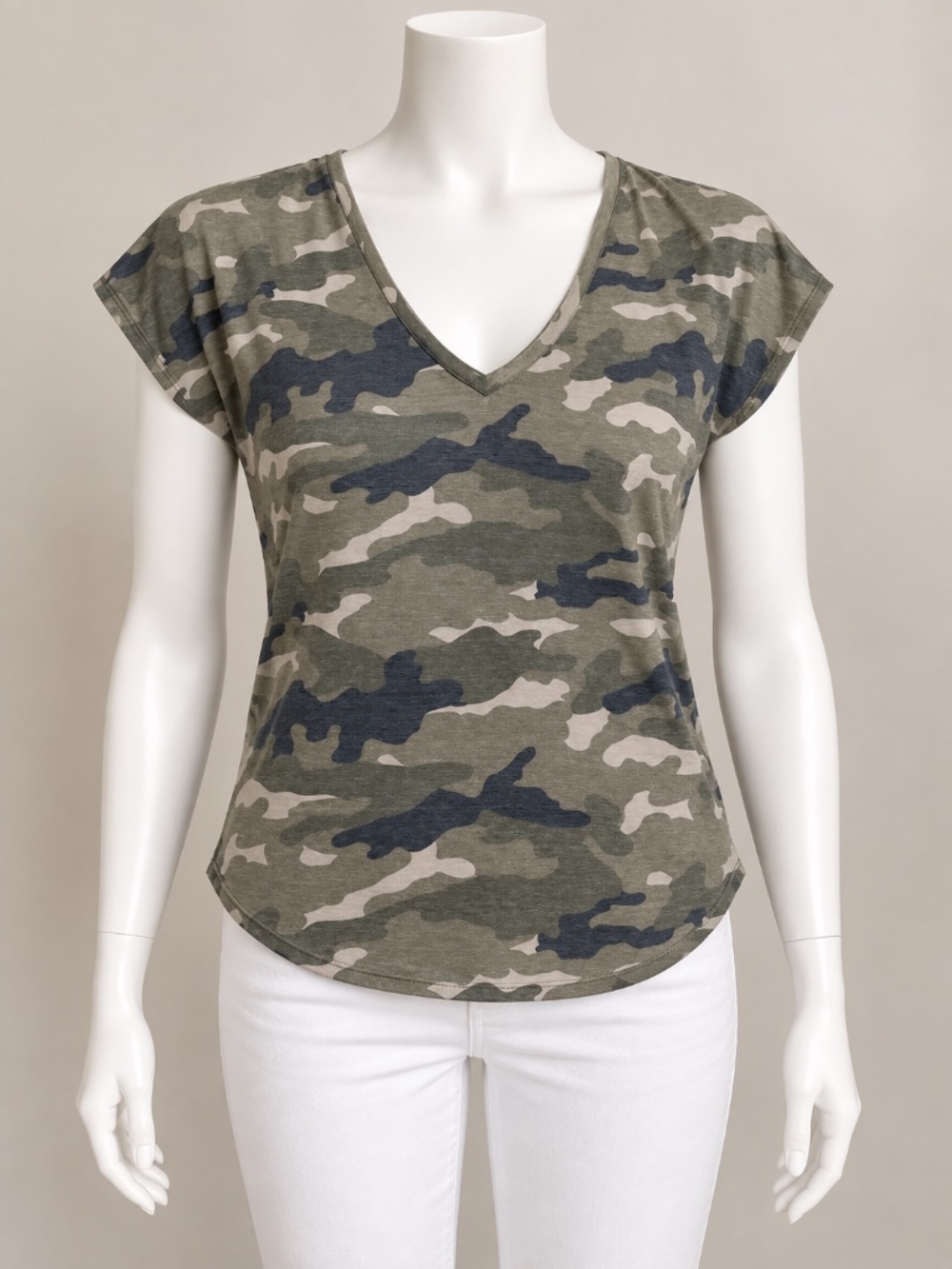 Express Women's Green Camouflage Short Sleeve T-shirt Tee Shirt Top Size S